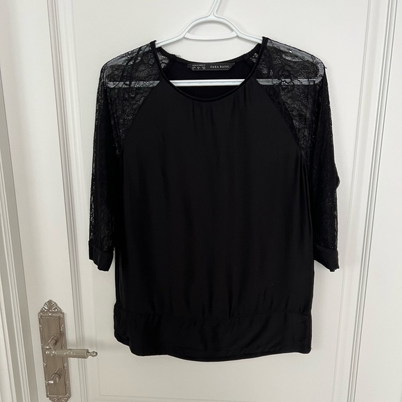 3 for $20 Zara black half lace sleeves top - Picture 7 of 7